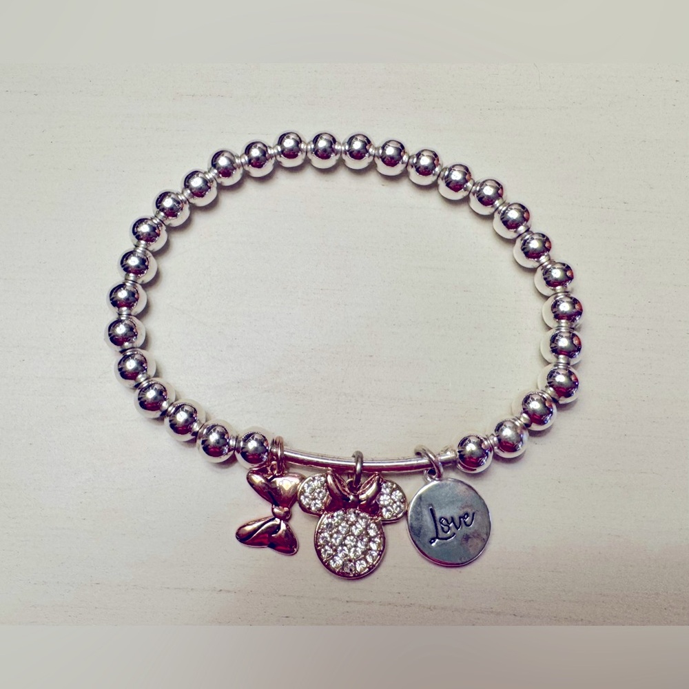 Disney Beaded Minnie Mouse Themed Stretch Bracelet - NWOT